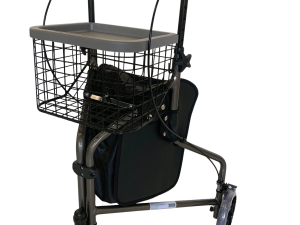 Andador Em Aluminio De 03 Rodas Prata Com Cesto