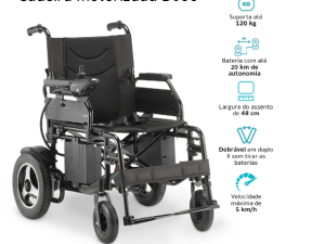 Cadeira de Rodas Motorizada Dobrável até 120 kg Assento de 48 cm D800 Dellamed