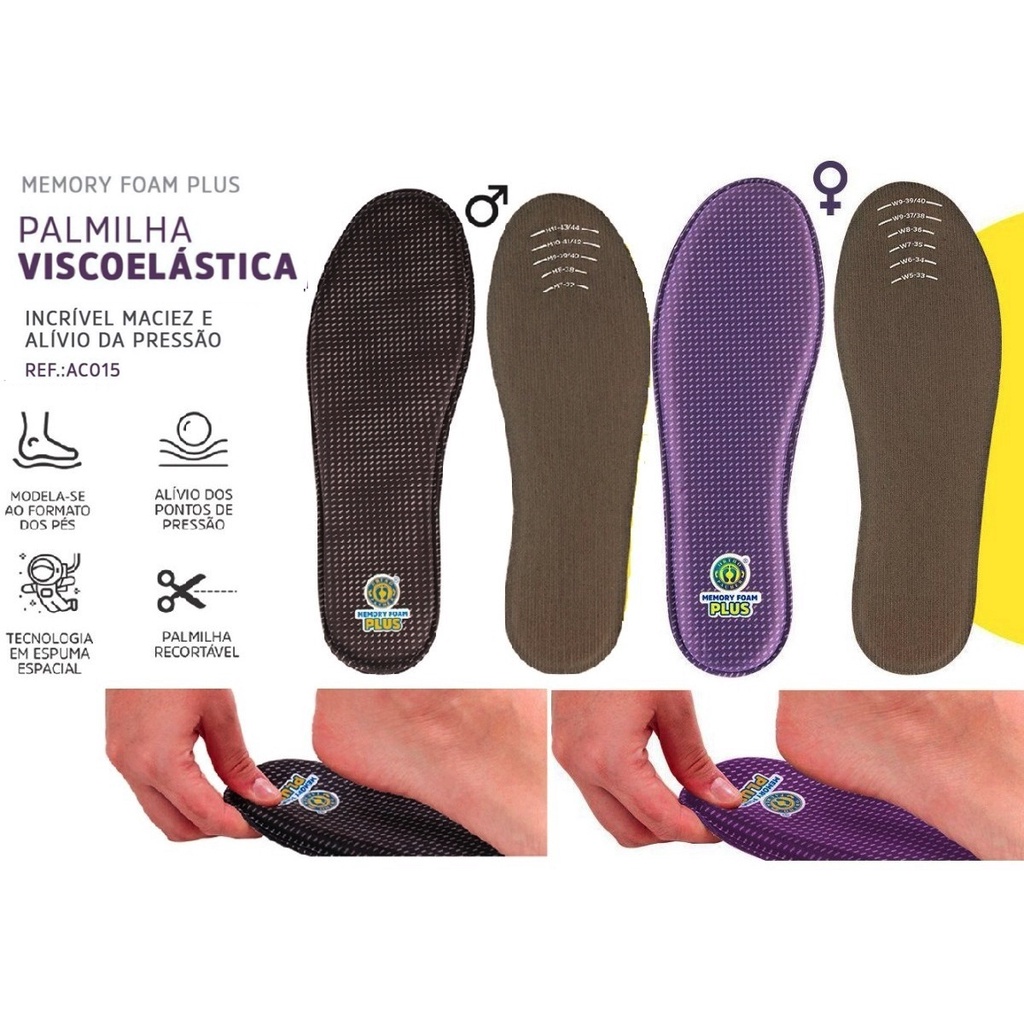 Palmilha Ortopédica Viscoelástica - Memory Foam Plus Softpauher